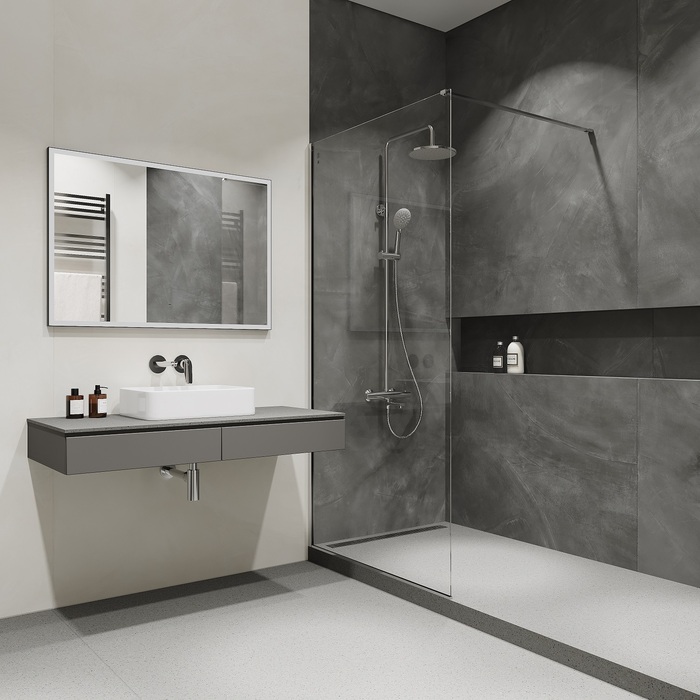 Смеситель с верхним душем и изливом