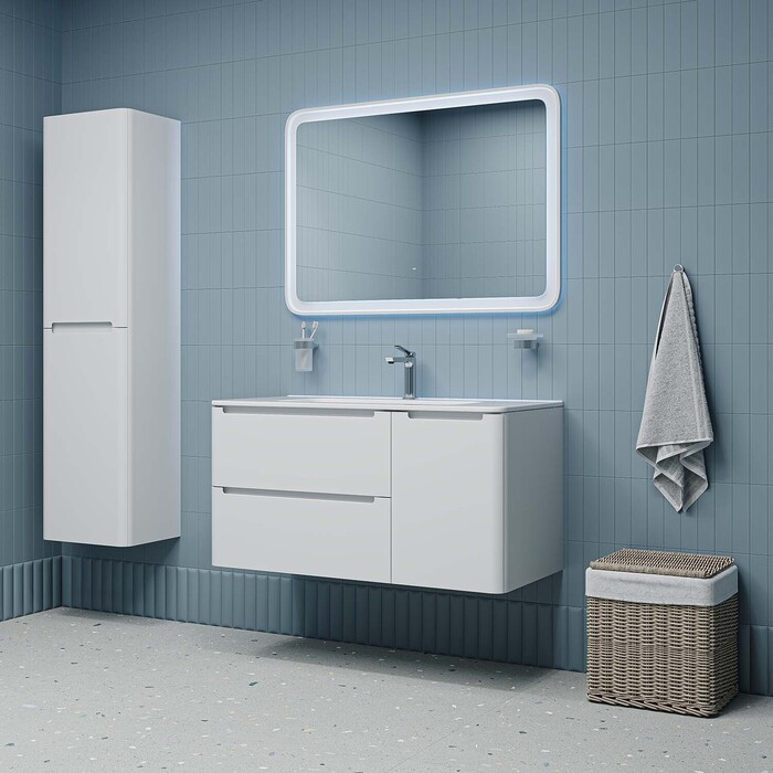 Тумба 100 см с умывальником Edifice (белый)